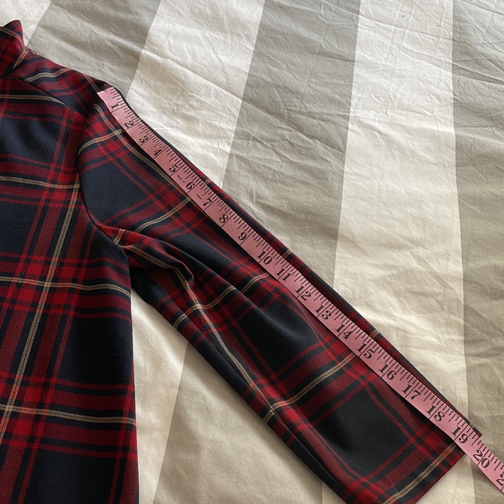 Zara plaid a-line dress with front pockets 3/4 sleeves exposed gold zipper - Picture 9 of 13